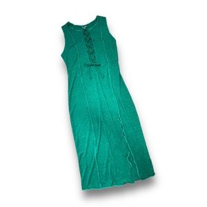 Wild Fable green open lace up ribbed dress M
